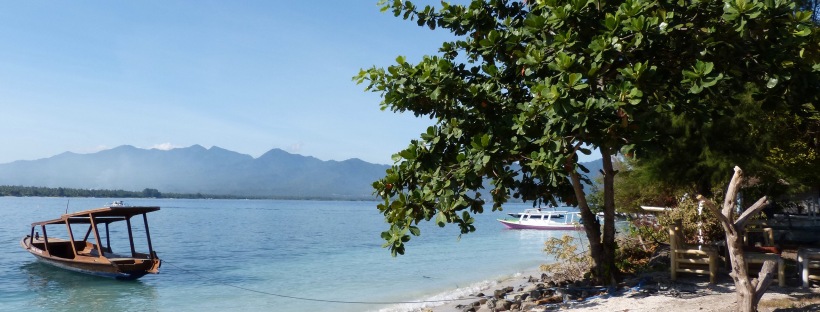 plage bateau, îles Gili, Lombok, Indonésie